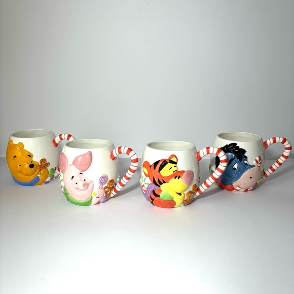 Winnie the Pooh Christmas Candyland Coffee Mug Set of 4 Ceramic Collectible - Picture 2 of 13
